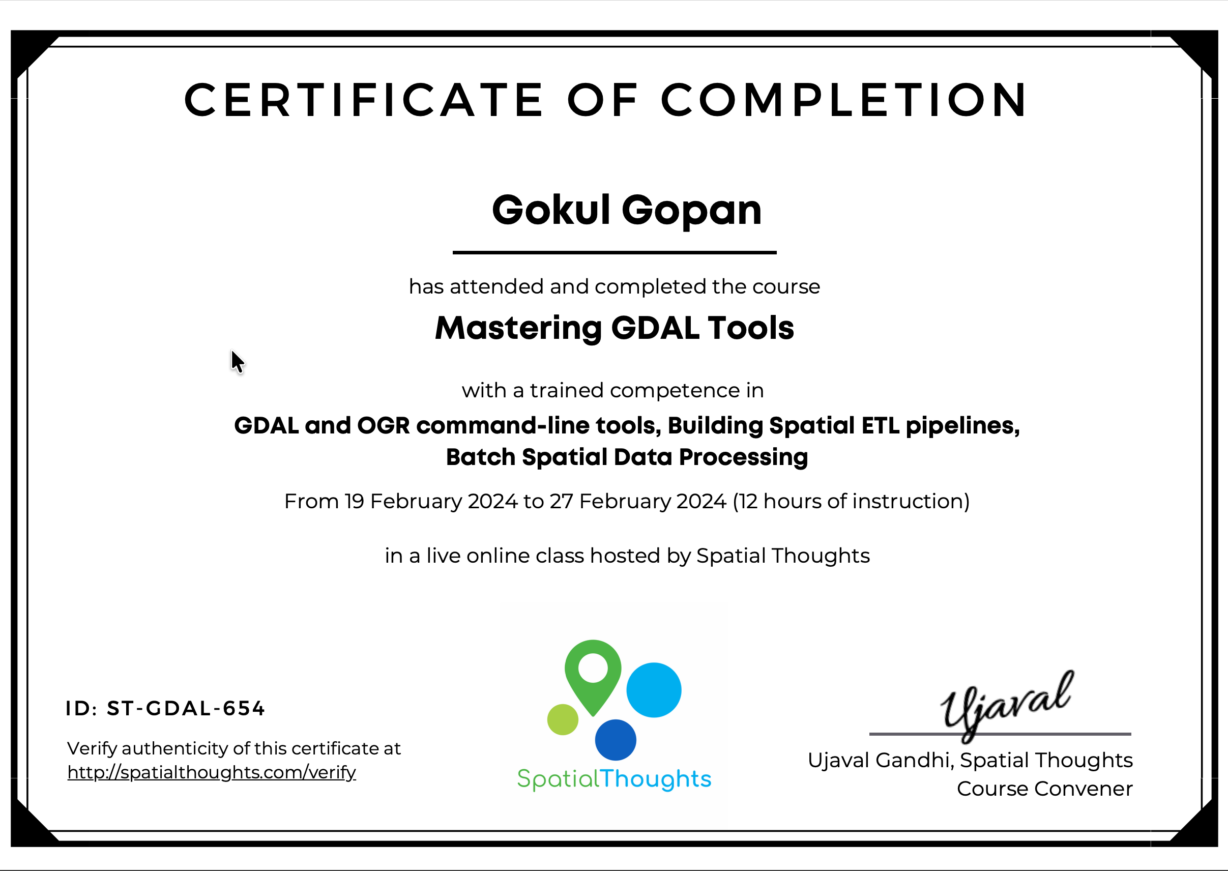 Mastering GDAL Tools Certificate