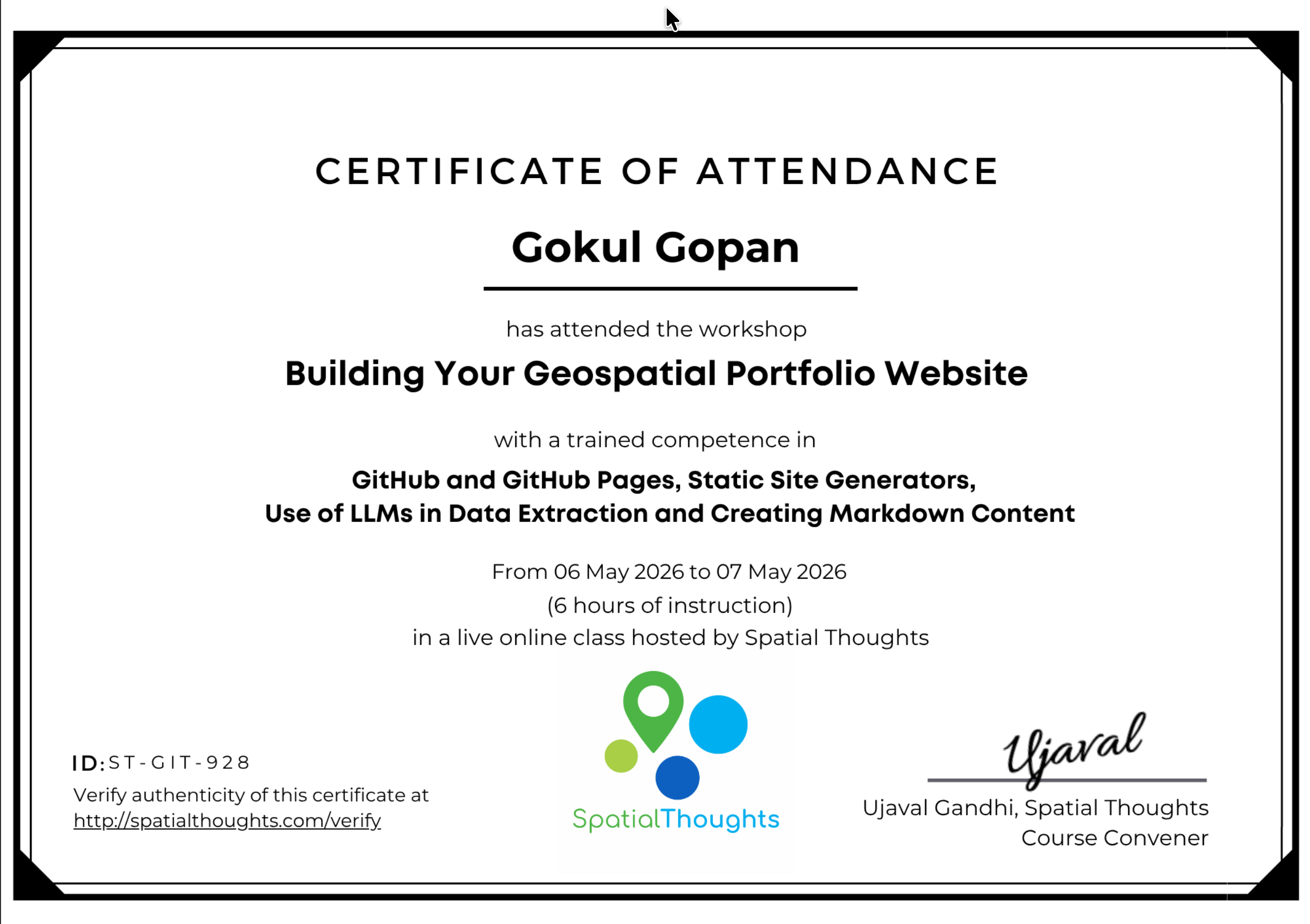 Building Your Geospatial Portfolio Website Certificate
