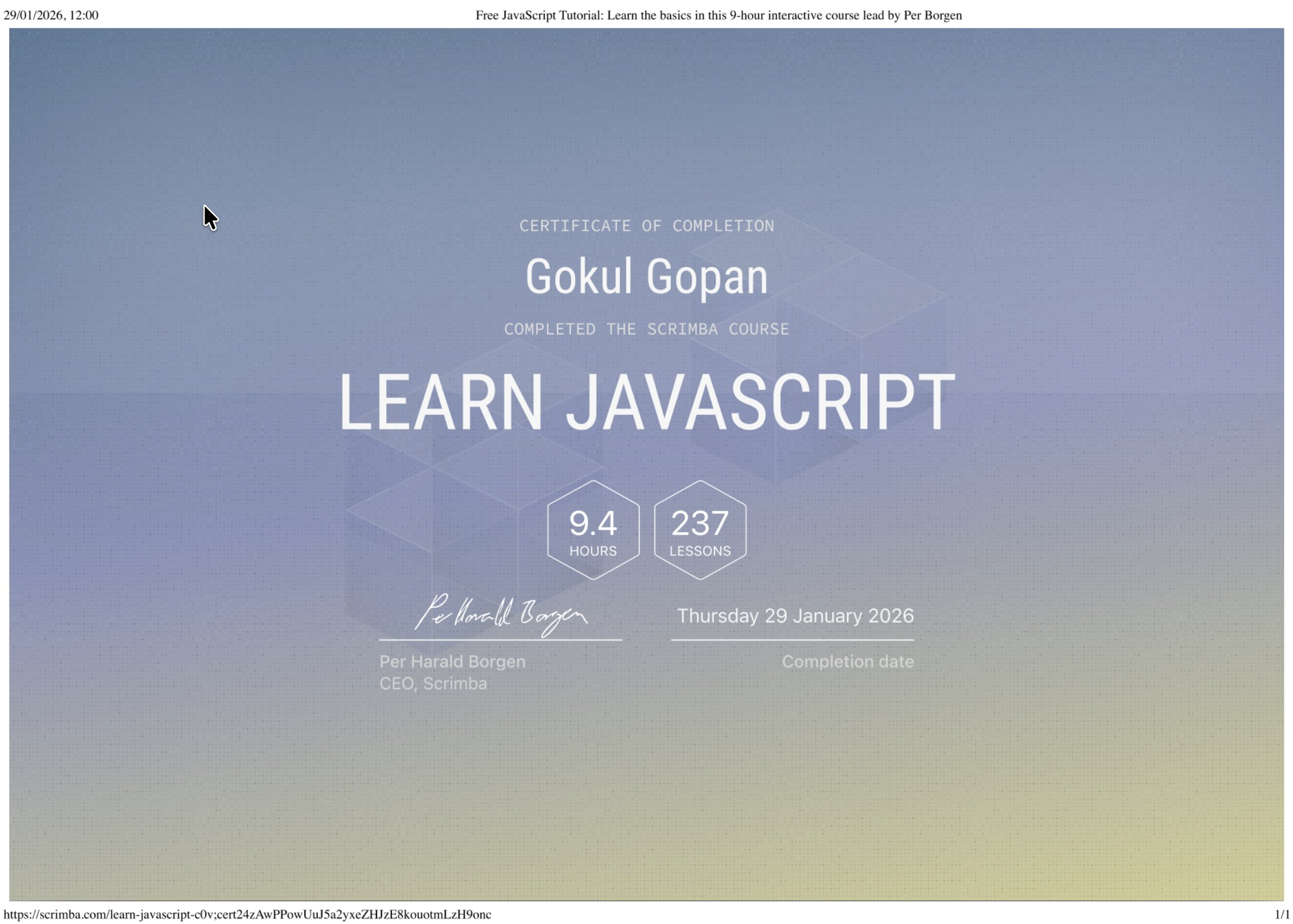 JavaScript Certificate