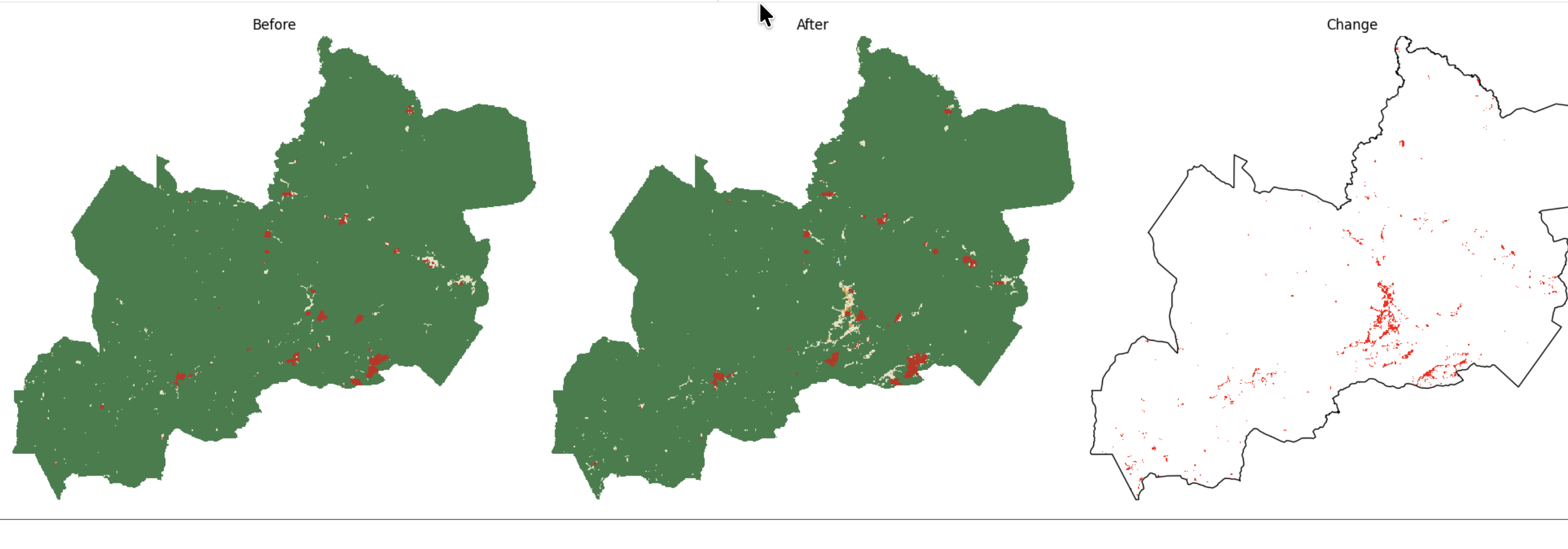 Juaboso District 2020–2024 candidate tree-cover change comparison