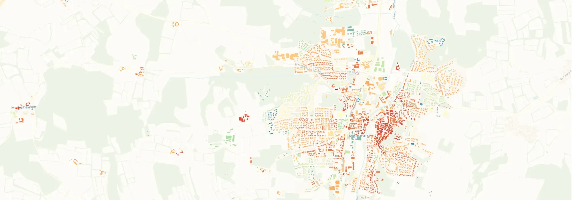 Building-level heat demand across the city of Mainburg