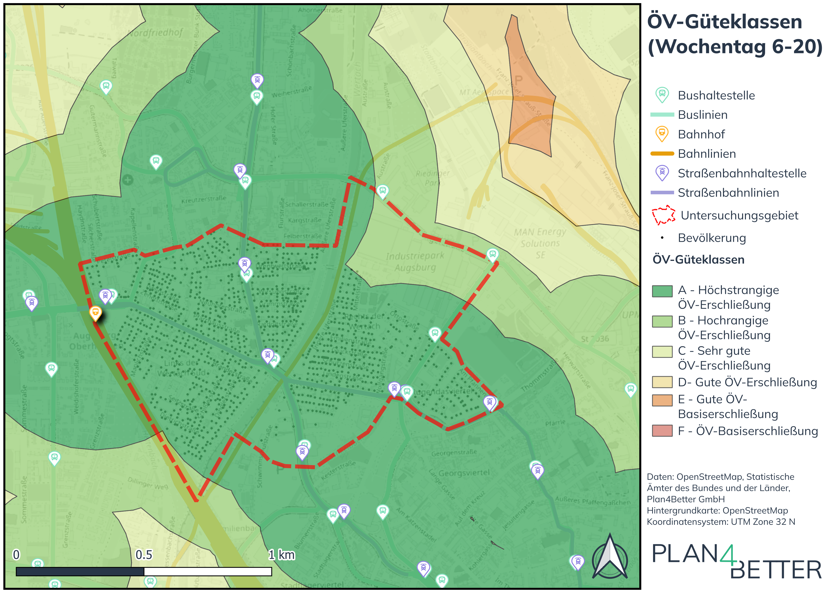 Public transport quality classes in Augsburg